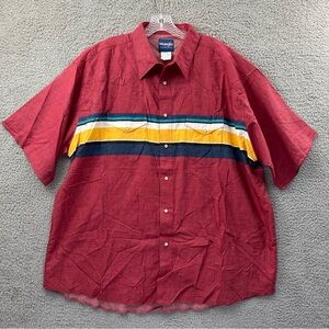 Wrangler Western Shirt Pearl Snap‎ Red Multi Cowboy Rodeo Wrancher Men's XXL